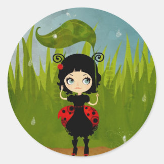 Rond sticker de ronde de Ladybug