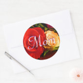 Rond Sticker de rose rouge jaune maman (Enveloppe)