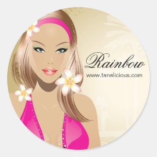 Rond Sticker de salon de bronzage rose femme or
