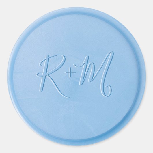Rond Sticker de sceau de cire bleu de lin initial (Devant)
