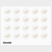 Rond Sticker de sceau initial du Mariage de monogramme (Feuille)