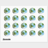 Rond Sticker de scène de plage Mariage tropical (Feuille)