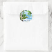 Rond Sticker de scène de plage Mariage tropical (Sac)