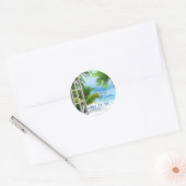 Rond Sticker de scène de plage Mariage tropical (Enveloppe)