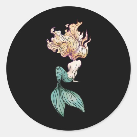 Rond Sticker de sirène blonde (Devant)