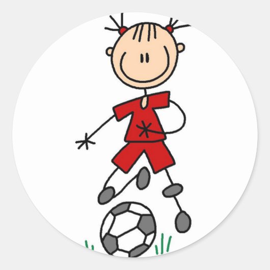 Rond Sticker de soccer pour filles rouges (Devant)