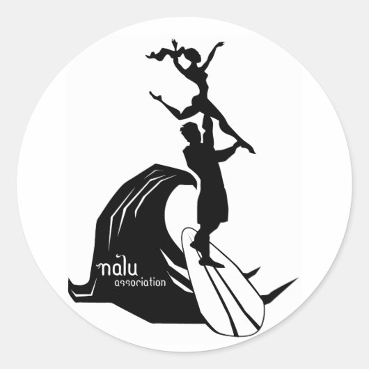 Rond Sticker de surf en tandem noir (Devant)