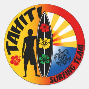 Rond Sticker de surf Tahiti