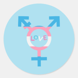 Rond Sticker de symbole d'amour trans