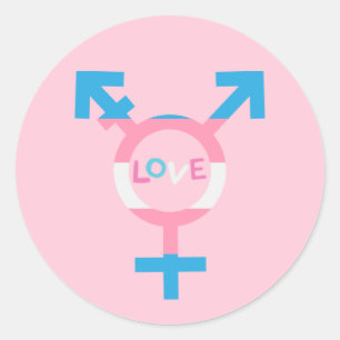 Rond Sticker de symbole d'amour trans