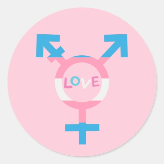 Rond Sticker de symbole d'amour trans (Devant)