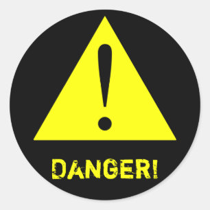 Rond Sticker de Symbole d'Avertissement Noir et Jaune P