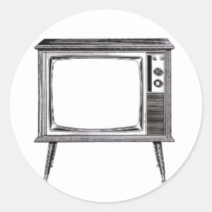 Rond Sticker de télévision rétro