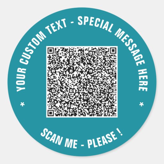 Rond Sticker de texte de code QR personnalisé Modèle vo (Devant)