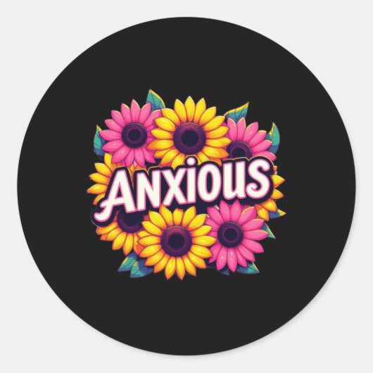Rond Sticker de texte de tournesol nuisible (Devant)