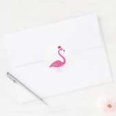 Rond Sticker de vacances Fa la la la Flamant rose (Enveloppe)