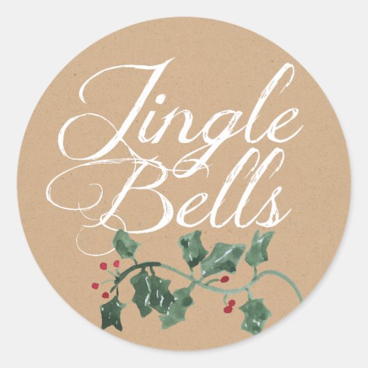 Rond Sticker de vacances Jingle Bells Holly (Devant)