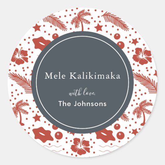 Rond Sticker de vacances Mele Kalikimaka Red Hawaiian (Devant)