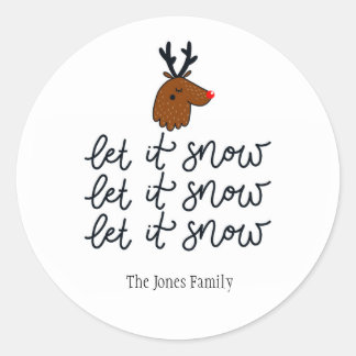 Rond Sticker de vacances personnalisé 'Let it Snow' ou
