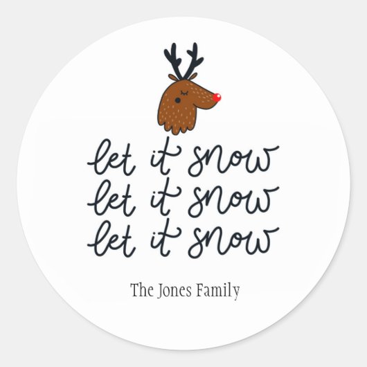 Rond Sticker de vacances personnalisé 'Let it Snow' ou  (Devant)