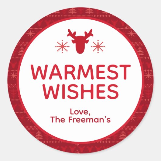 Rond Sticker de vacances Red Nordic Sweater Waves (Devant)