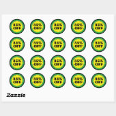 Rond Sticker DE VENTE AU DÉTAIL 35 % EN BAS (Feuille)