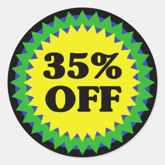 Rond Sticker DE VENTE AU DÉTAIL 35 % EN BAS (Devant)