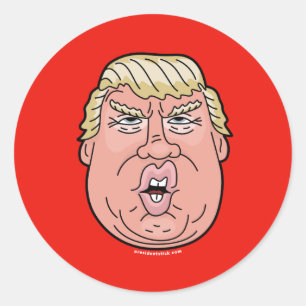 Rond Sticker de visage de dessin animé Donald J. Trump
