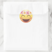 Rond Sticker de visage Emoji Blushing Couronne Fleur (Sac)
