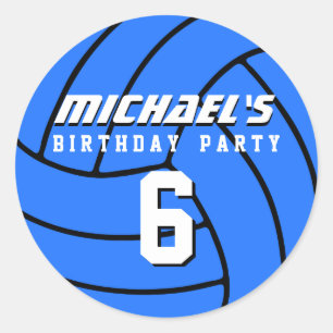 Rond Sticker de volleyball bleu Sports anniversaire de 