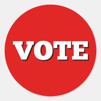 Rond Sticker de vote sur fond rouge