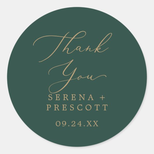 Rond Sticker Delicate Gold et Green Merci Favoriser (Devant)