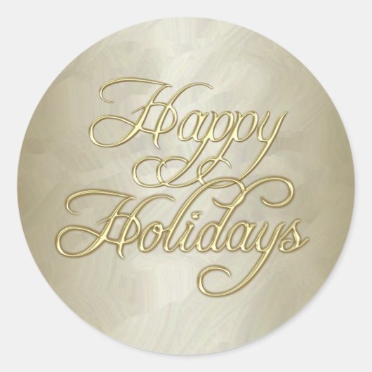 Rond Sticker d'enveloppe Gold Foil Happy Holidays (Devant)