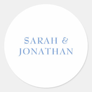 Rond Sticker d'enveloppe Mariage minimal bleu moderne S