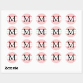 Rond Sticker d'enveloppe Mariage monogramme rose clair (Feuille)