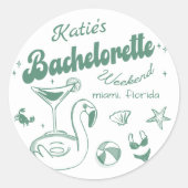 Rond Sticker Dernier toast vert Beach Bachelorette Part (Devant)