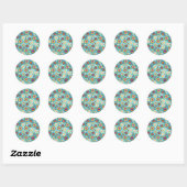 Rond Sticker des cercles psychédéliques rétro (Feuille)