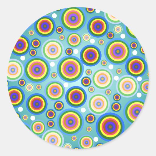 Rond Sticker des cercles psychédéliques rétro (Devant)