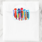 Rond Sticker des gens joyeux et colorés (Sac)
