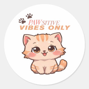 Rond Sticker Design Chat Cute Kawaii