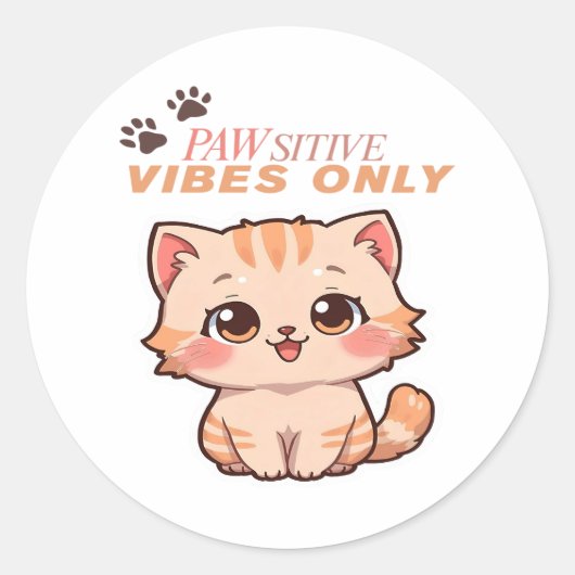 Rond Sticker Design Chat Cute Kawaii (Devant)