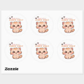 Rond Sticker Design Chat Cute Kawaii (Feuille)