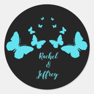 Rond Sticker design pour papillons turquoise