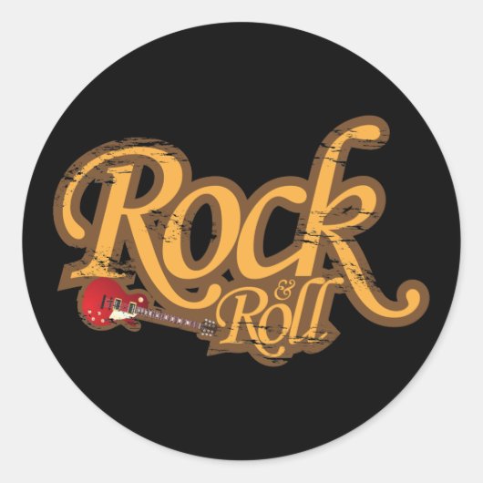 Rond Sticker design vintage - Rock'n Roll (Devant)