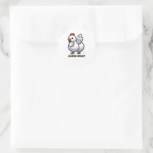 Rond Sticker "Devinez Quoi" Drôle (Sac)