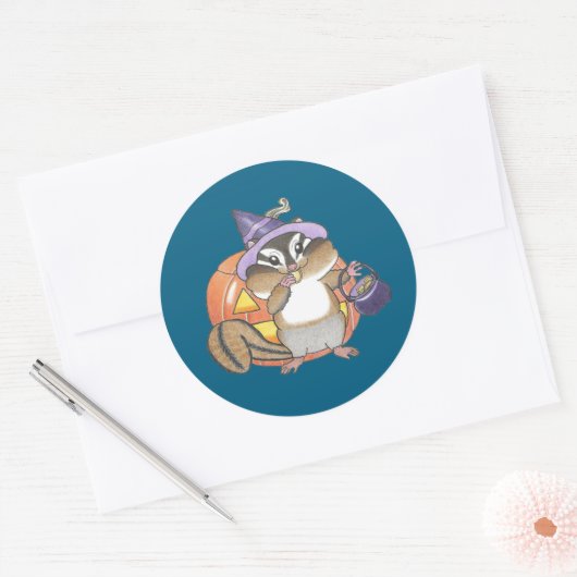 Rond Sticker d'Halloween Chipmunk (Enveloppe)