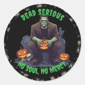 Rond 🖤 Sticker d'Halloween Frankenstein noir 💀 🎃 (Devant)
