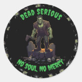 Rond 🖤 Sticker d'Halloween Frankenstein noir 💀 🎃 (Devant)