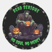 Rond 🖤 Sticker d'Halloween Frankenstein noir 💀 🎃 (Devant)