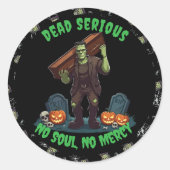 Rond 🖤 Sticker d'Halloween Frankenstein noir 💀 🎃 (Devant)